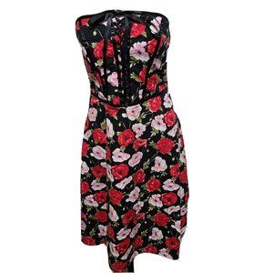 Vintage Y2K Mica Women Sz 4 Strapless Dress Ribbon Bodice Wb2